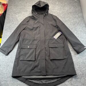 DKNY Parka Jacket Womens XXL Black Lined Hooded Water-Resistant Zip Up DL1MPG31